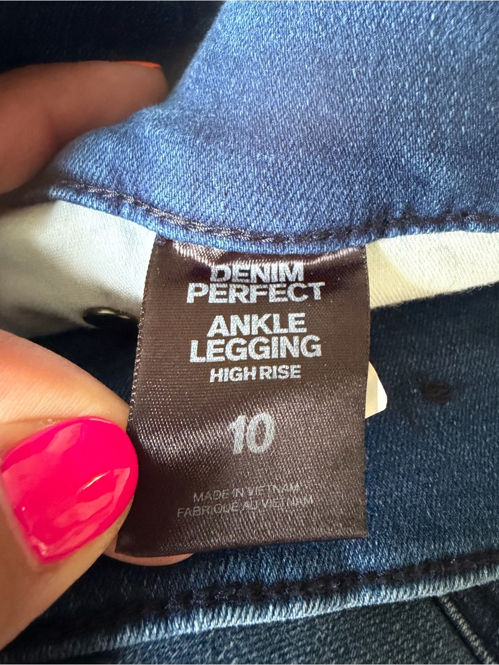 Express High-Rise Blue Denim Jeans with Button Accent - Picture 7 of 7